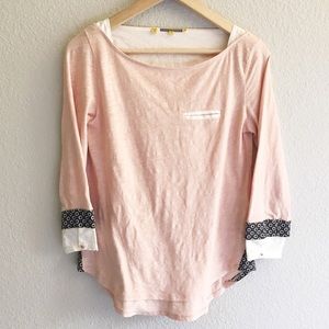 Anthropologie Little Yellow Button Pink Top